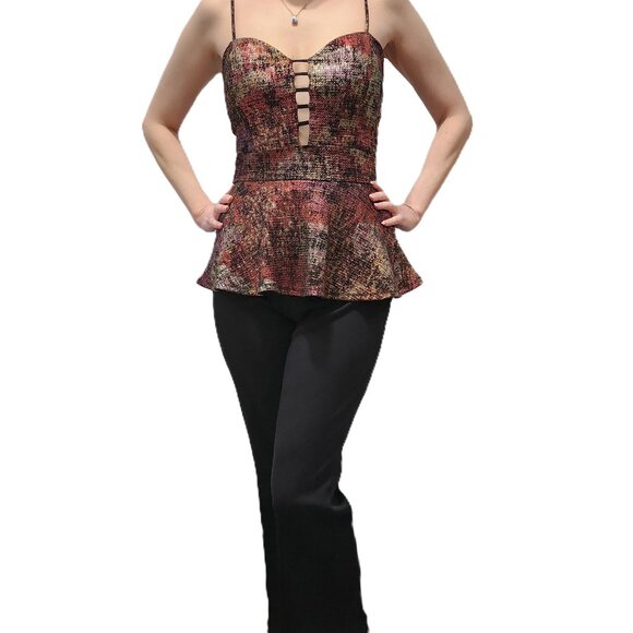 Y2K  Colorful Shiny Top With a Peplum - Picture 6 of 9